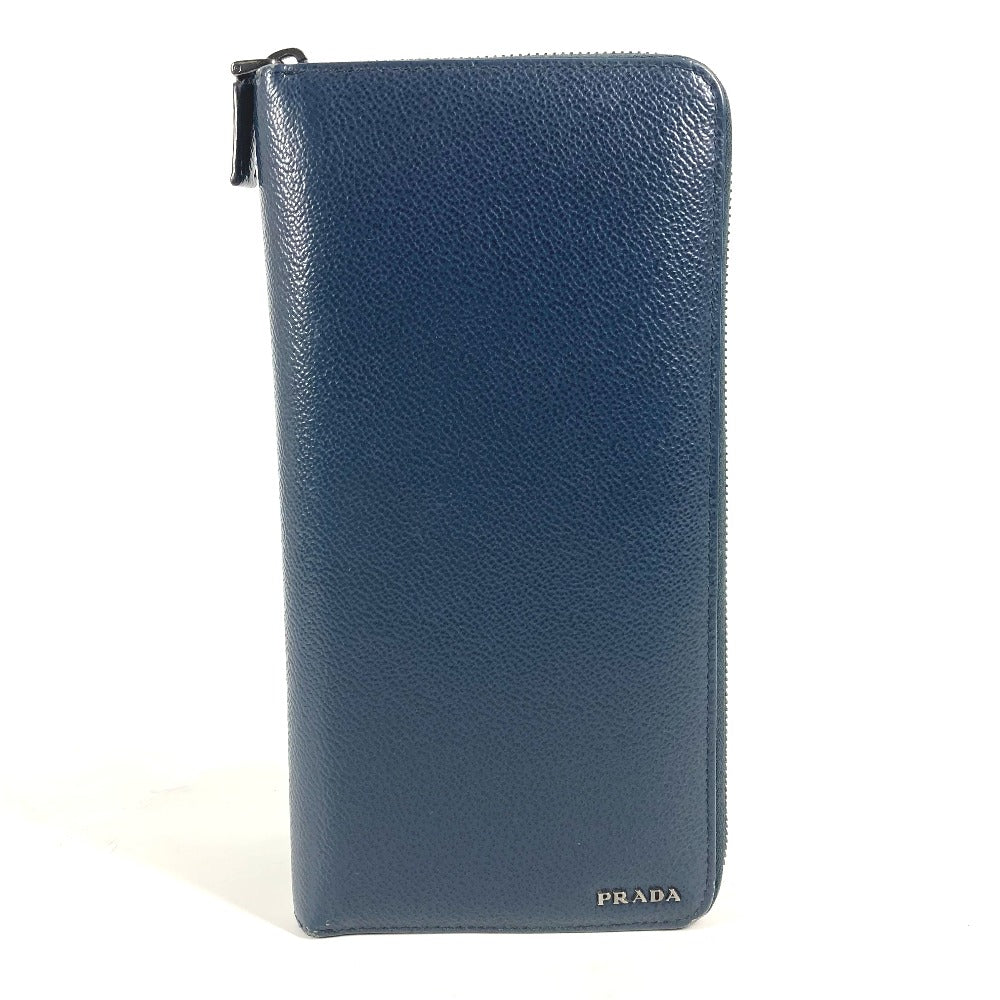 PRADA Long Wallet Purse 2ML220 saffiano leather Navy logo Travel case mens