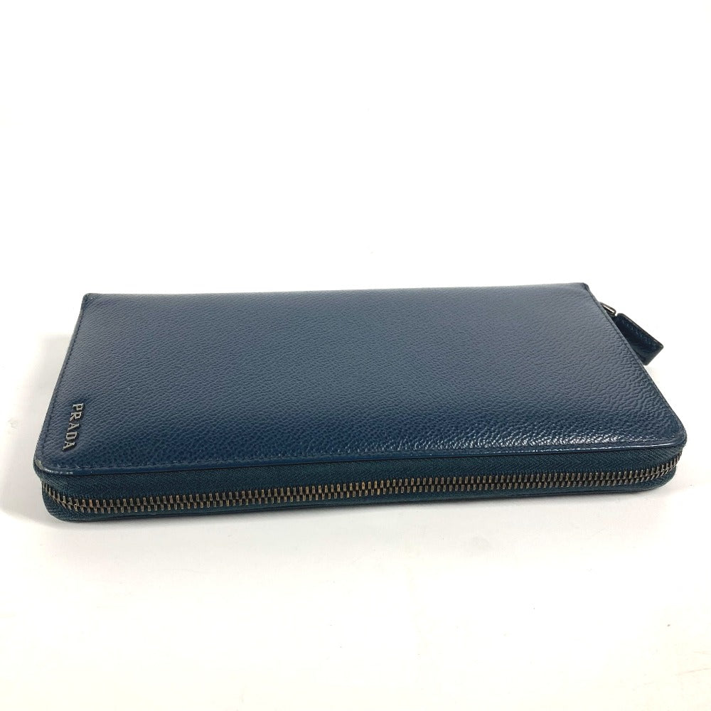 PRADA Long Wallet Purse 2ML220 saffiano leather Navy logo Travel case mens