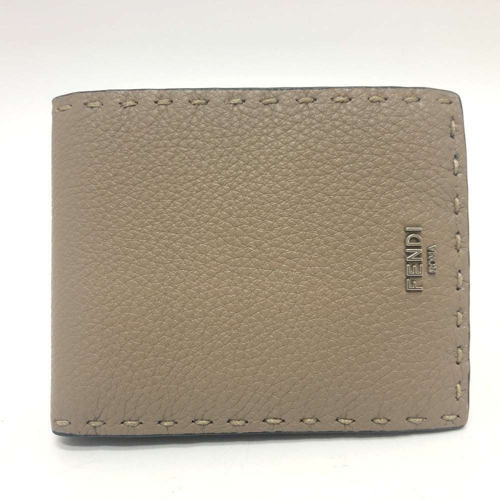 FENDI Folded wallet 7M0194 leather gray stitch Celeria mens