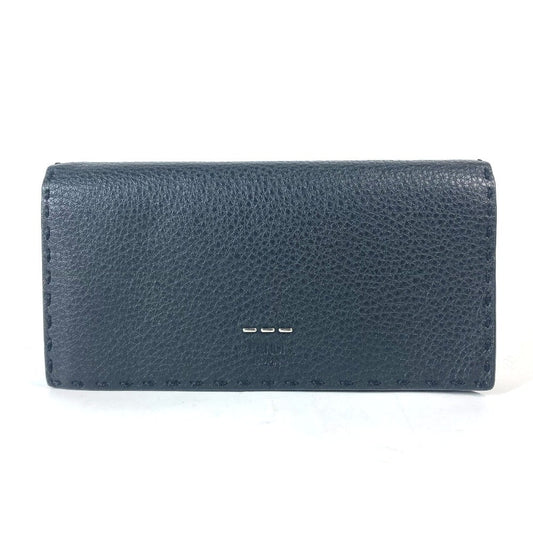 FENDI Long Wallet Purse 7M0186 leather black stitch Celeria unisex(Unisex)