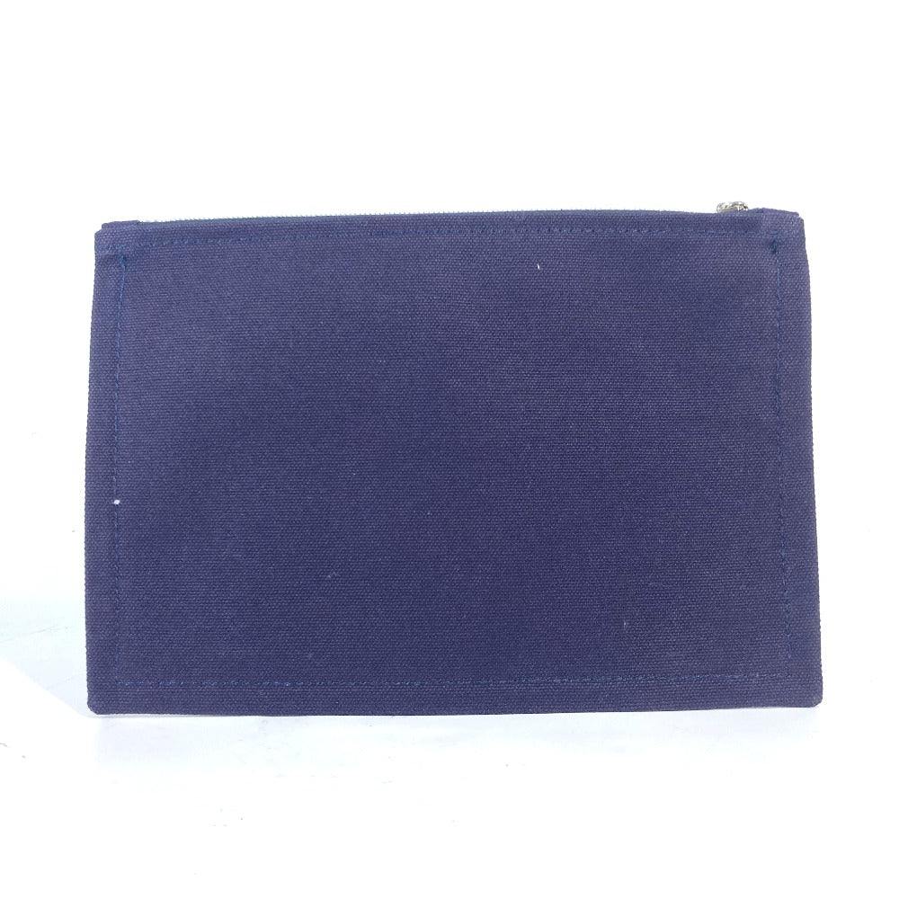 HERMES Pouch cotton Navy logo flat Yachting PM unisex(Unisex)