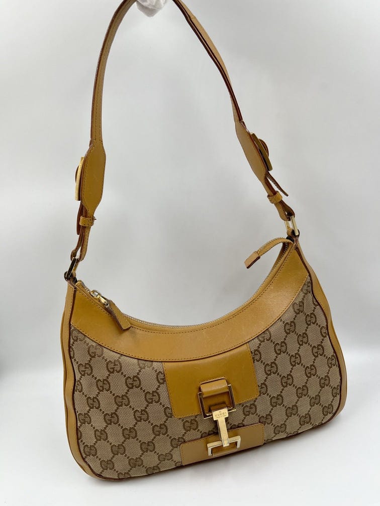 Gucci Nylon Leather Canvas Shoulder Bag