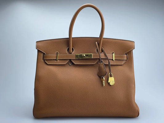 Hermes Birkin 35 in gold Togo leather