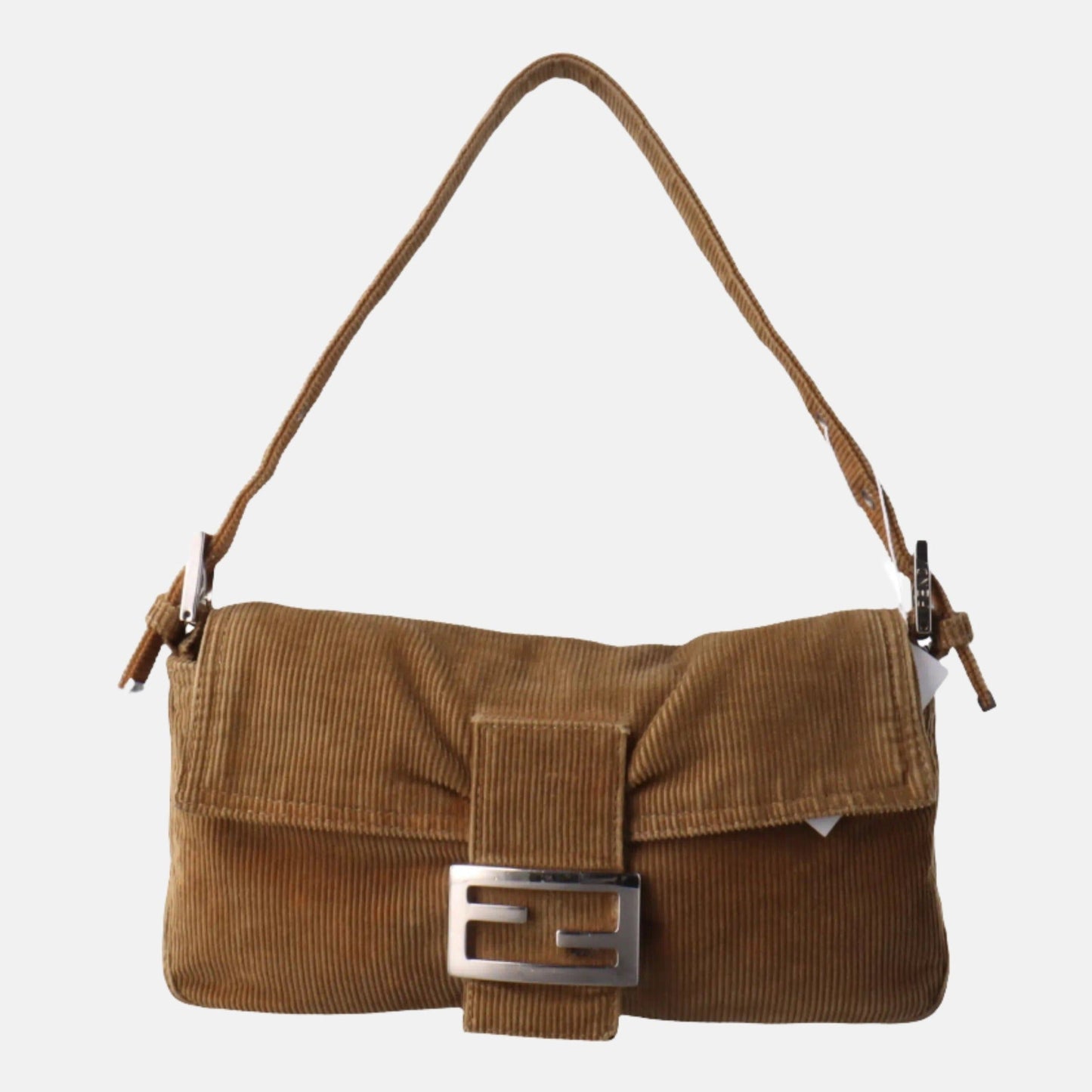 FENDI Baguette   Corduroy Beige Brown Shoulder Bag