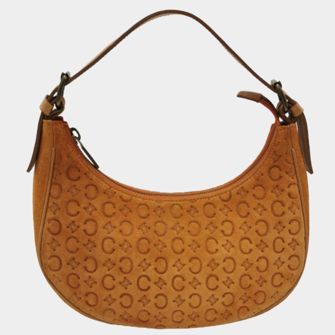 Celine Ava Hobo Pumpkin Caramel Brown Suede Leather Shoulder Bag