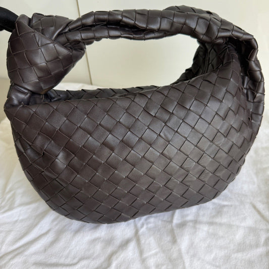 Bottega Veneta Teen Jodie Fondant Dark Chocolate Brown Leather