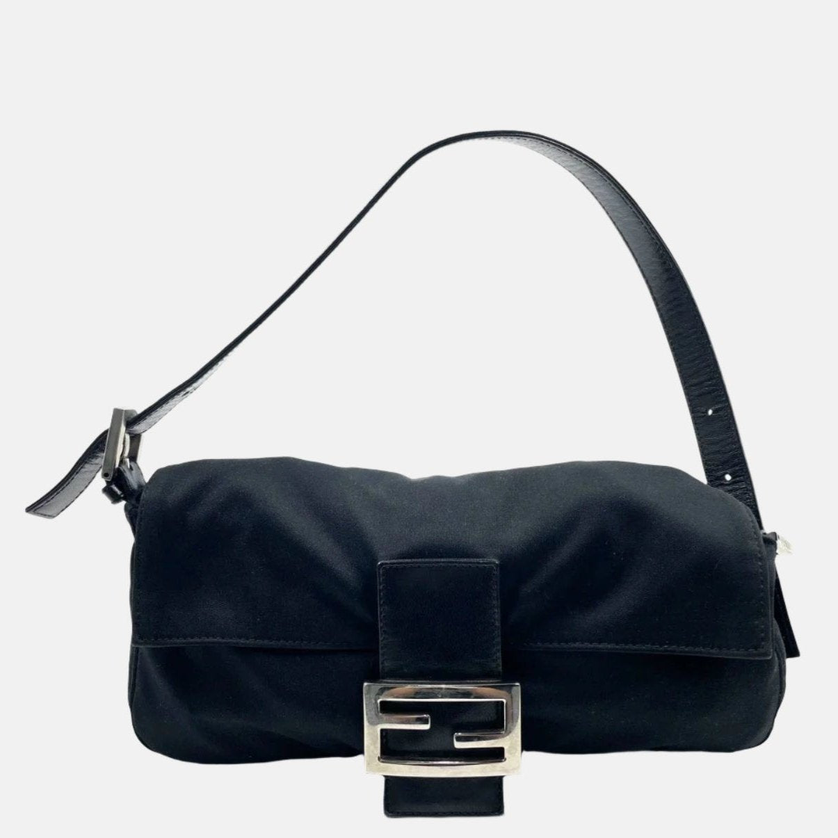 FENDI Baguette   Black Cloth Silver Hardware
