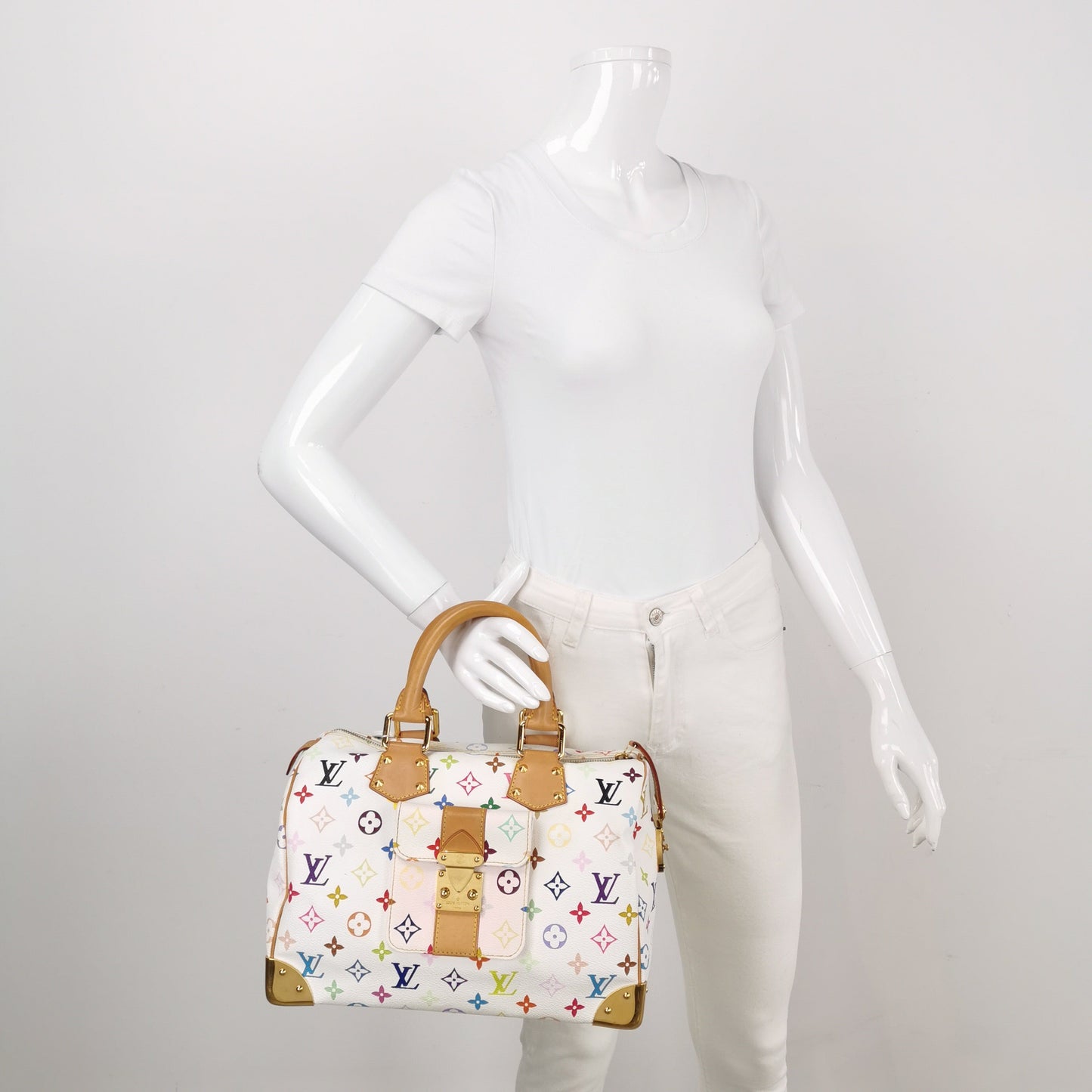 Louis Vuitton x Takashi Murakami Speedy 30 Lock White Multicolor
