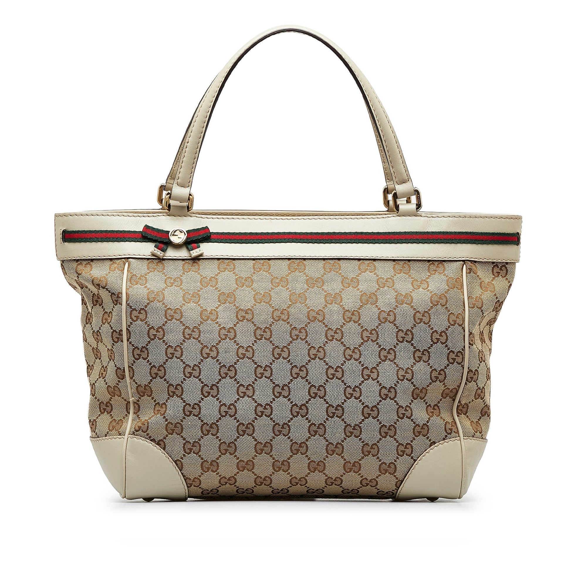 Gucci Tan Leather Canvas Tote Style 3