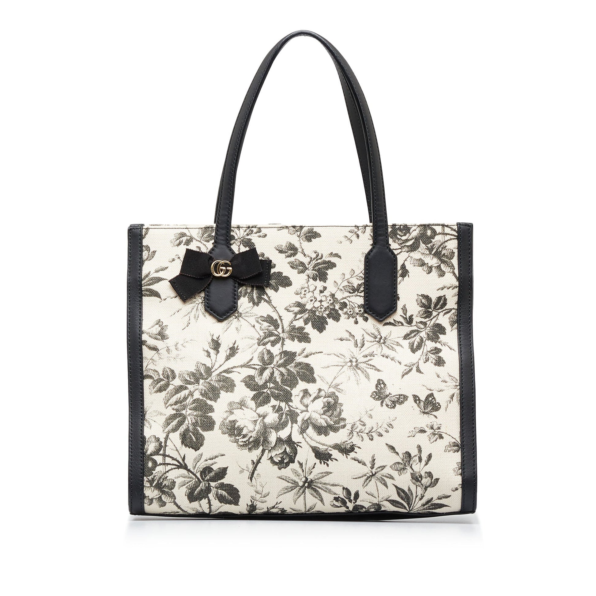 Gucci Brown Leather Canvas Tote Style 26