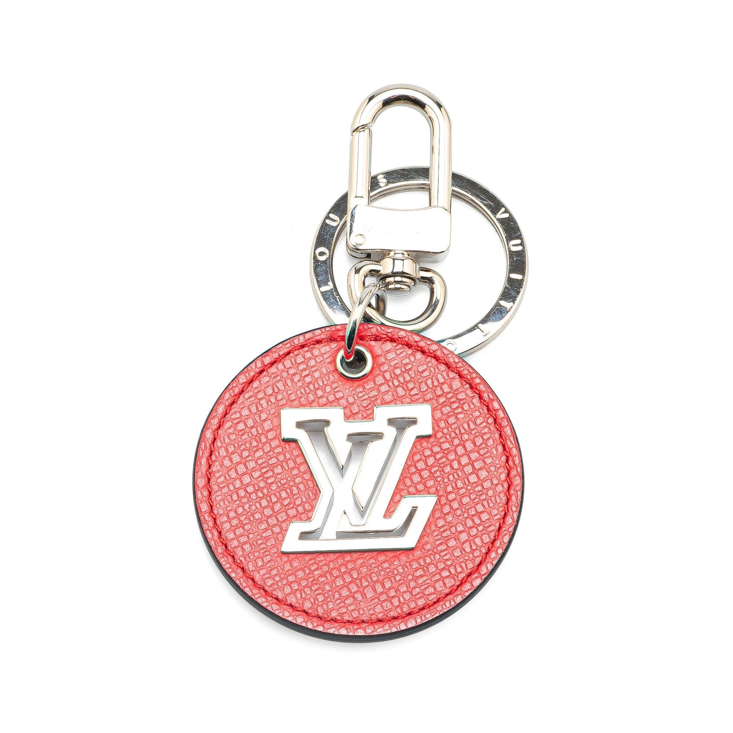 Silver Louis Vuitton LV Circle Eyelet Key Chain