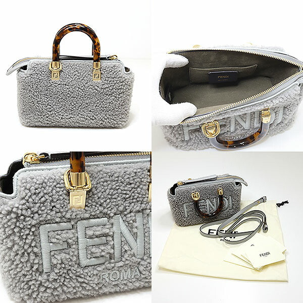 FENDI Handbag 8BS067 leather gray By the way mini