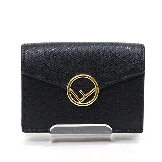 FENDI Tri-fold wallet 8M0395 leather black compact