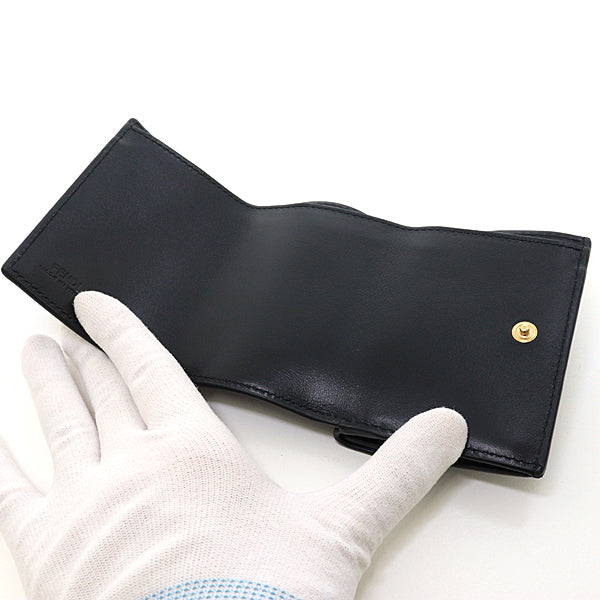 FENDI Tri-fold wallet 8M0395 leather black compact