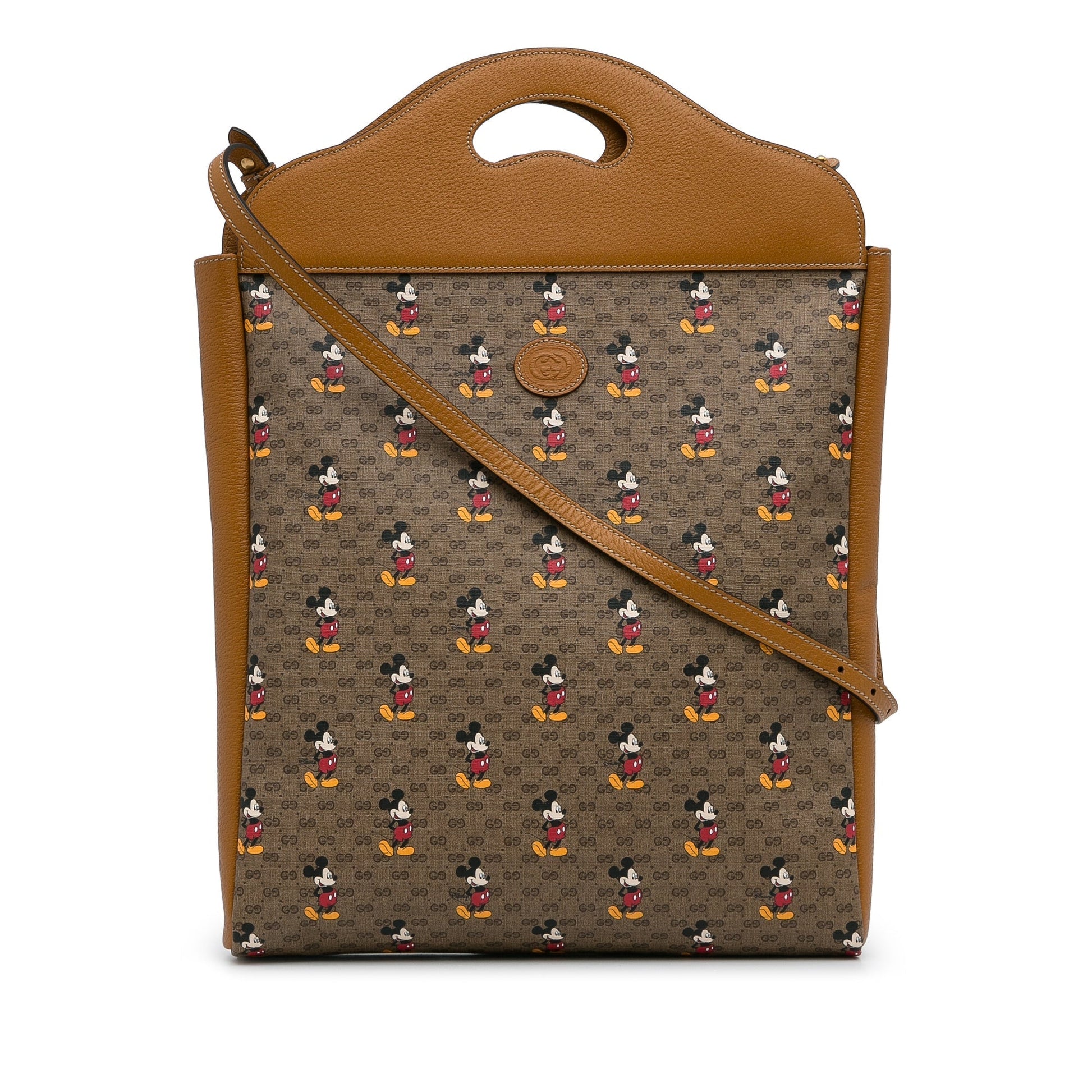 Gucci Brown Leather Canvas Tote Style 19