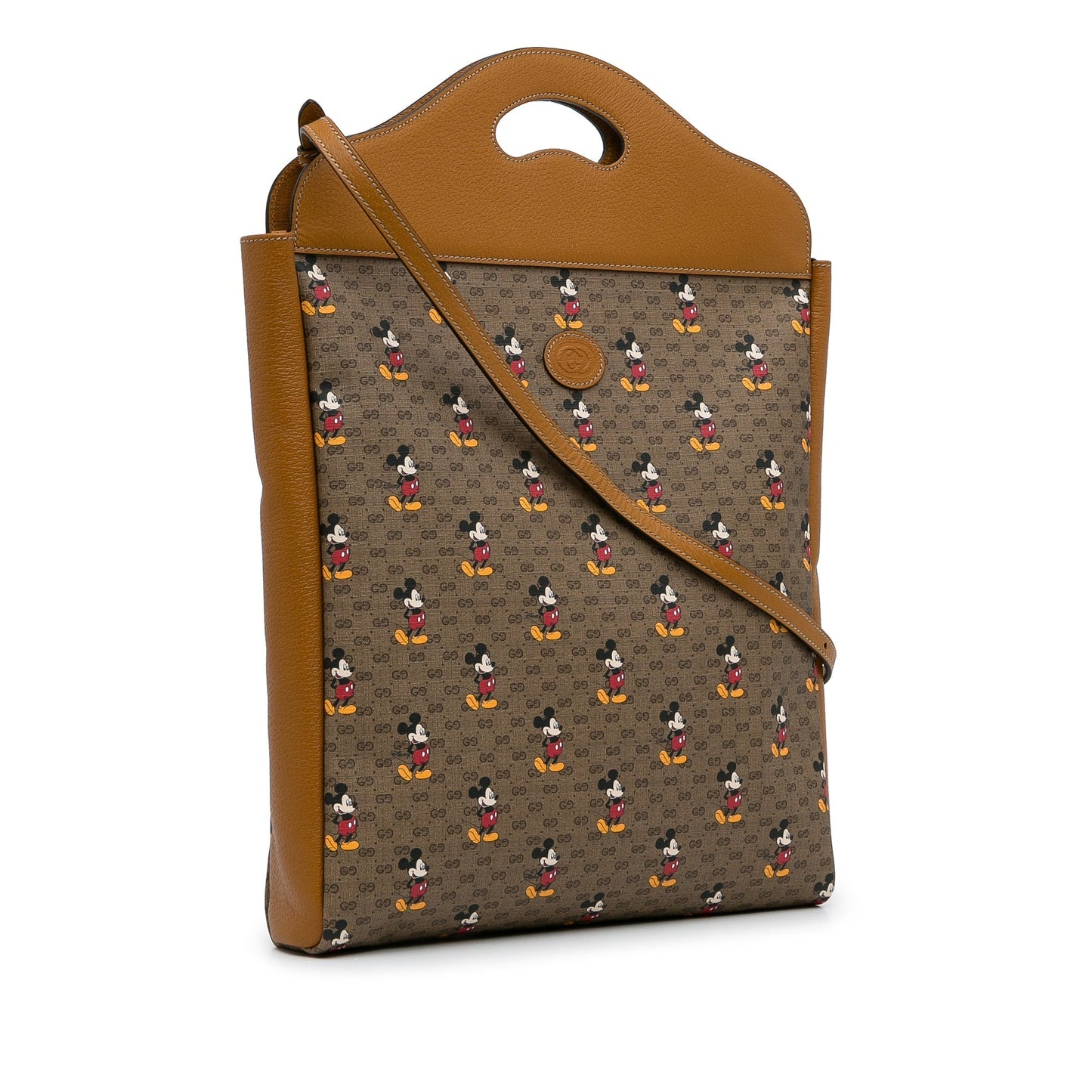 Gucci Brown Leather Canvas Tote Style 19