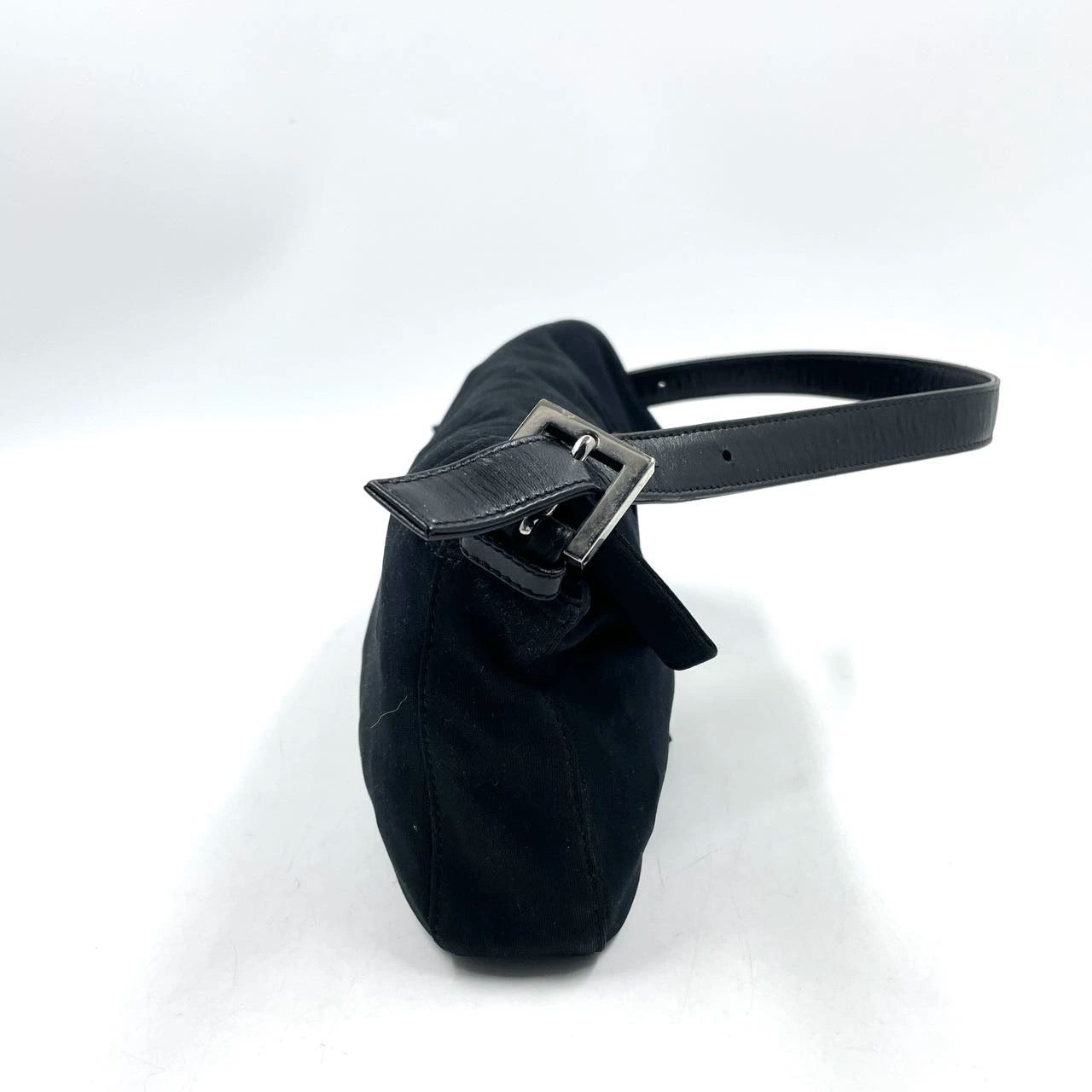 FENDI Baguette   Black Cloth Silver Hardware