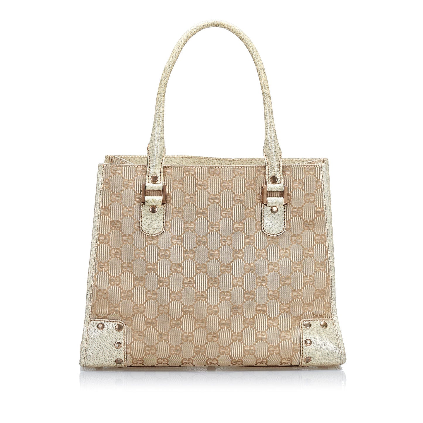 Gucci Beige Leather Canvas Tote Style 1