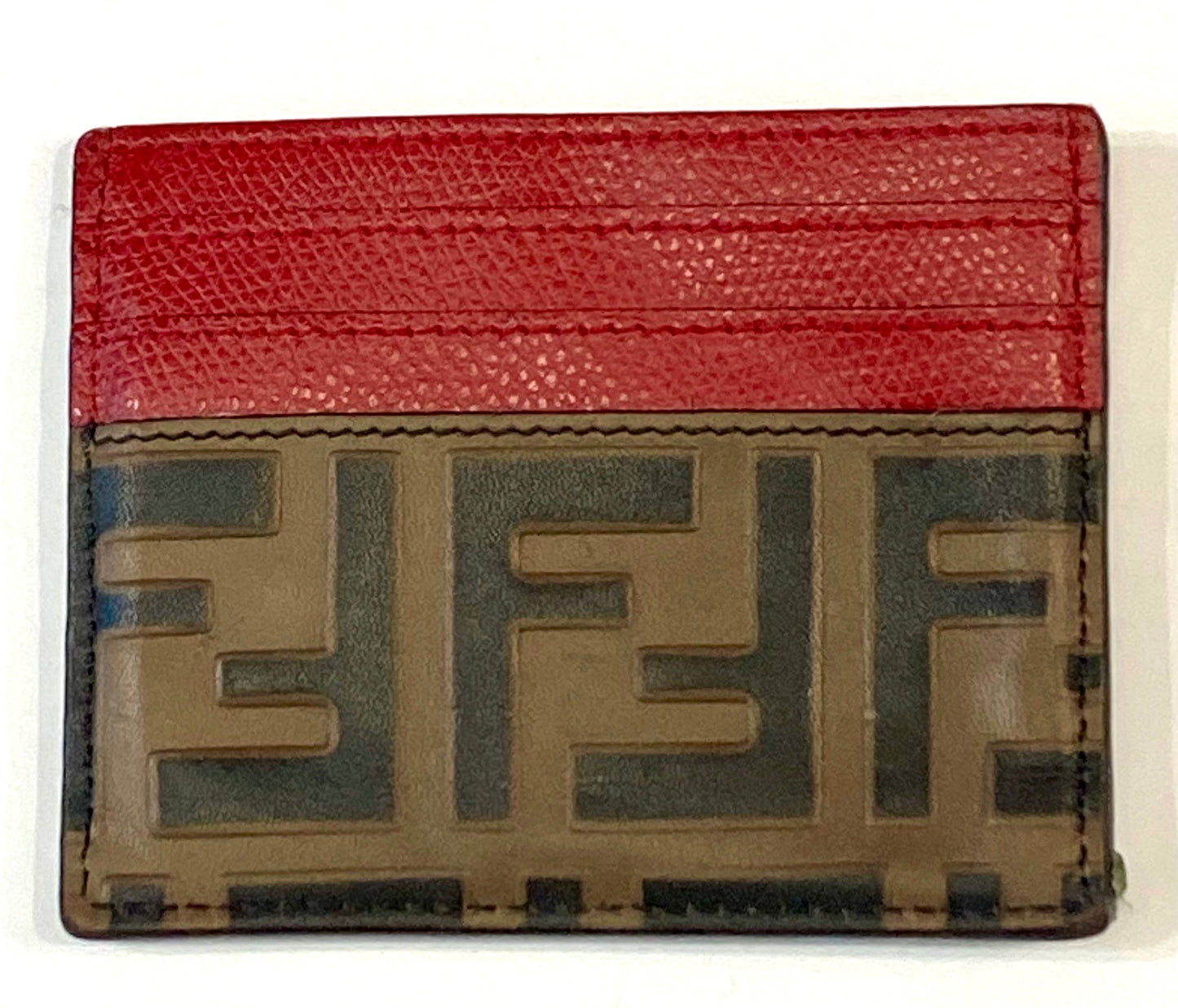 FENDI FF 1974 BI-COLOR EMOSSED ZUCCA CARD CASE