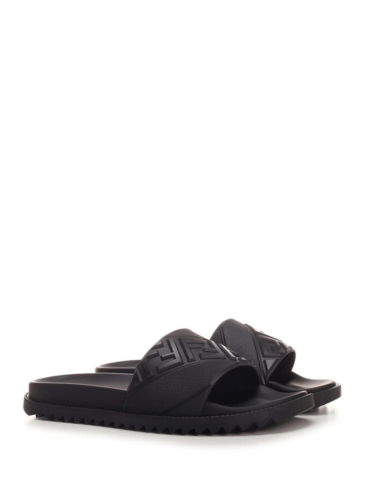 FENDI FF LOGO EMBOSSED SLIDES