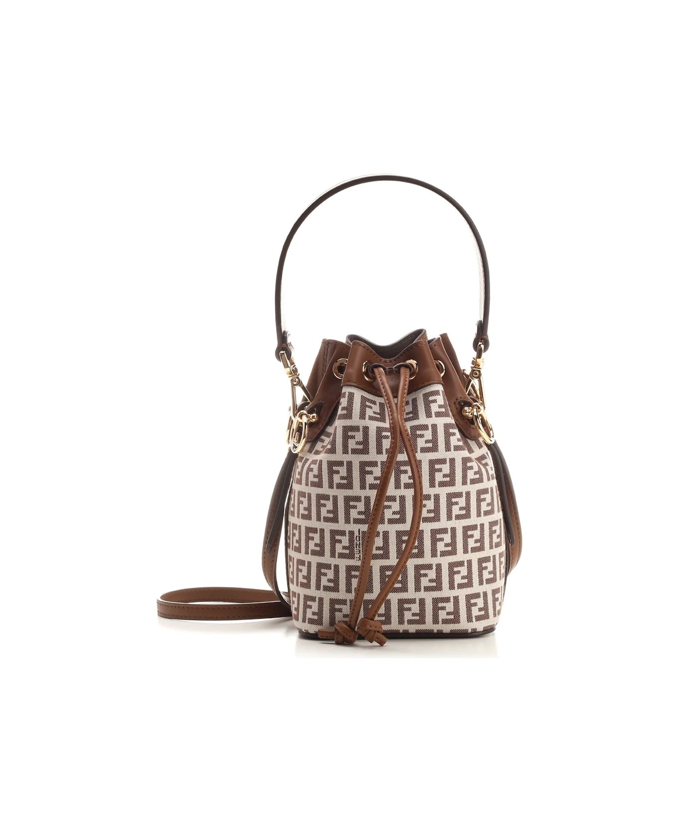 FENDI FF MINI MON TR SOR BUCKET BAG WITH SHOULDER STRAP