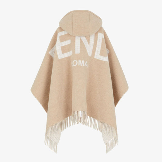 FENDI ROMA BEIGE WOOL & CASHMERE PONCHO