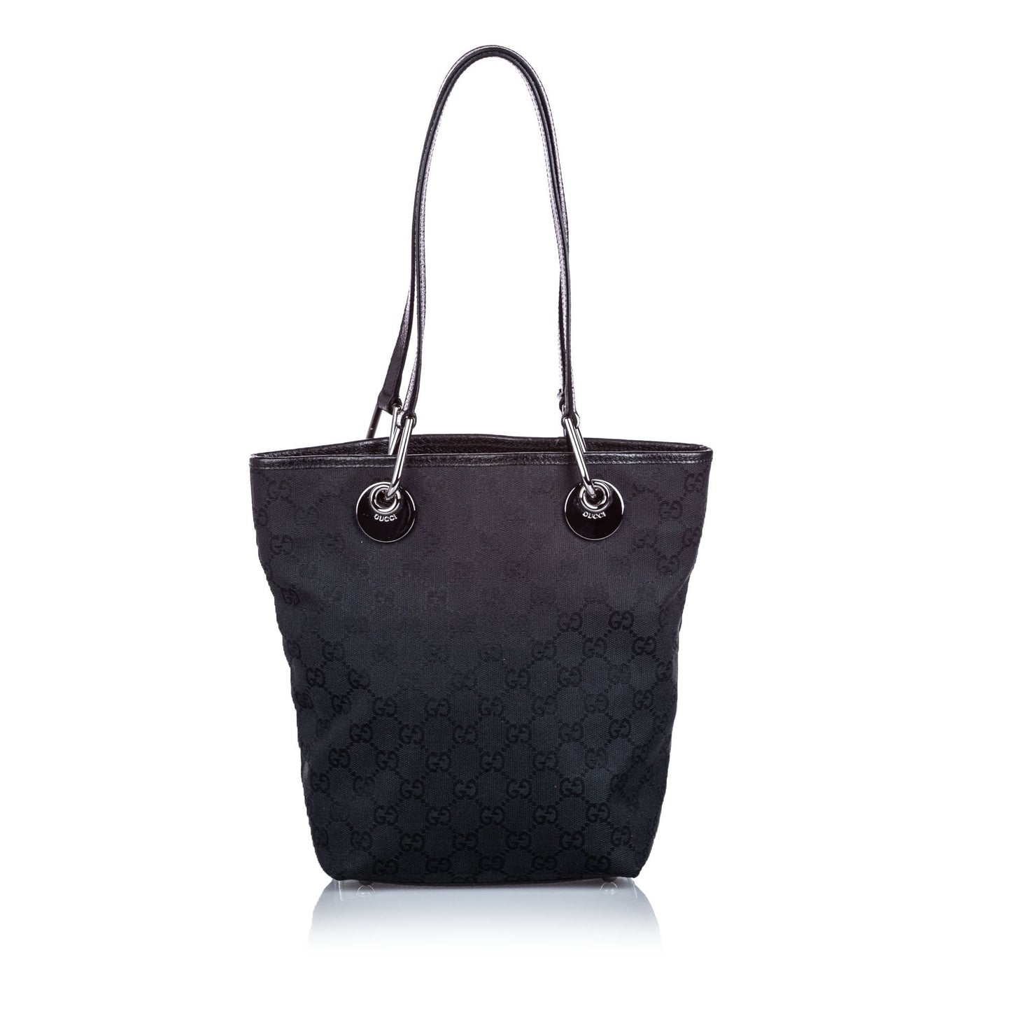 Gucci Black Leather Canvas Tote Style 7