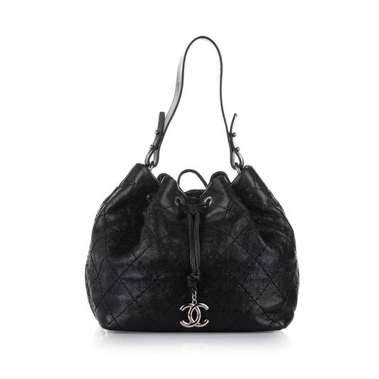 Chanel CC Matelasse Leather Bucket Black