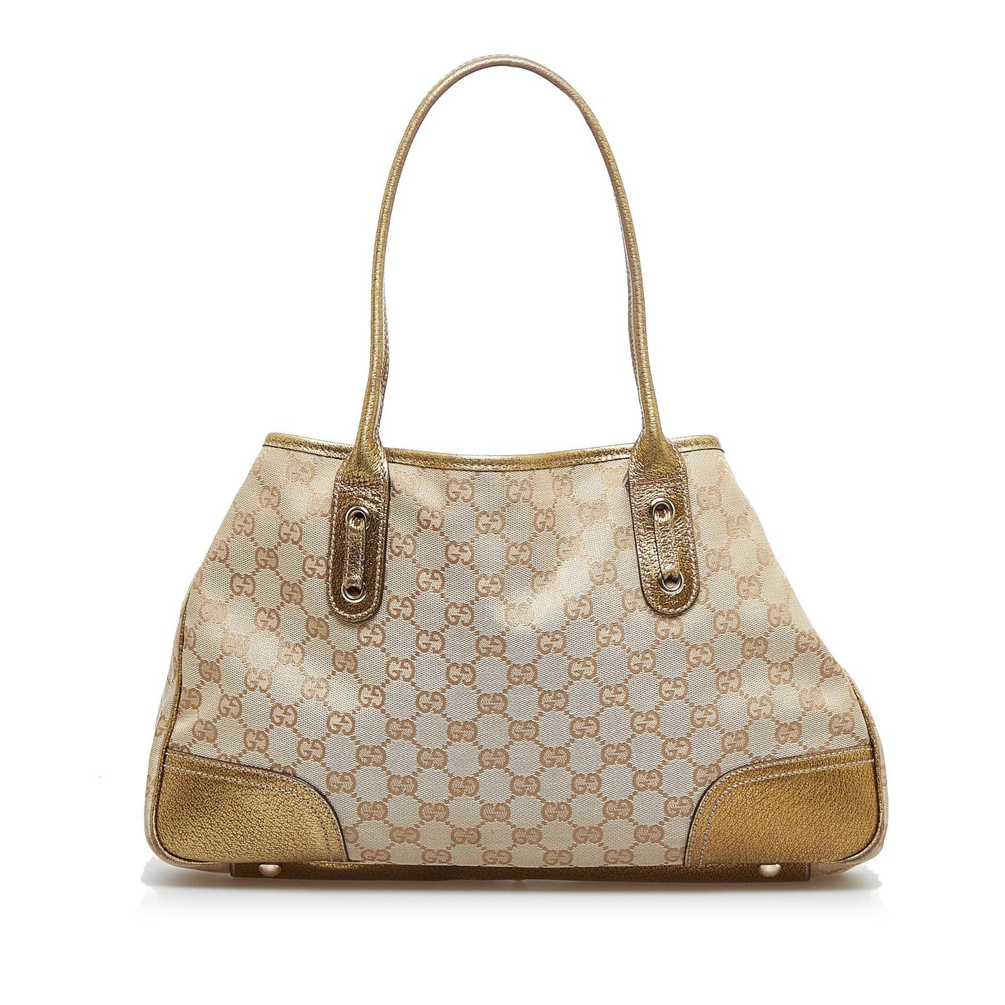Gucci Princy Brown Leather Canvas Tote