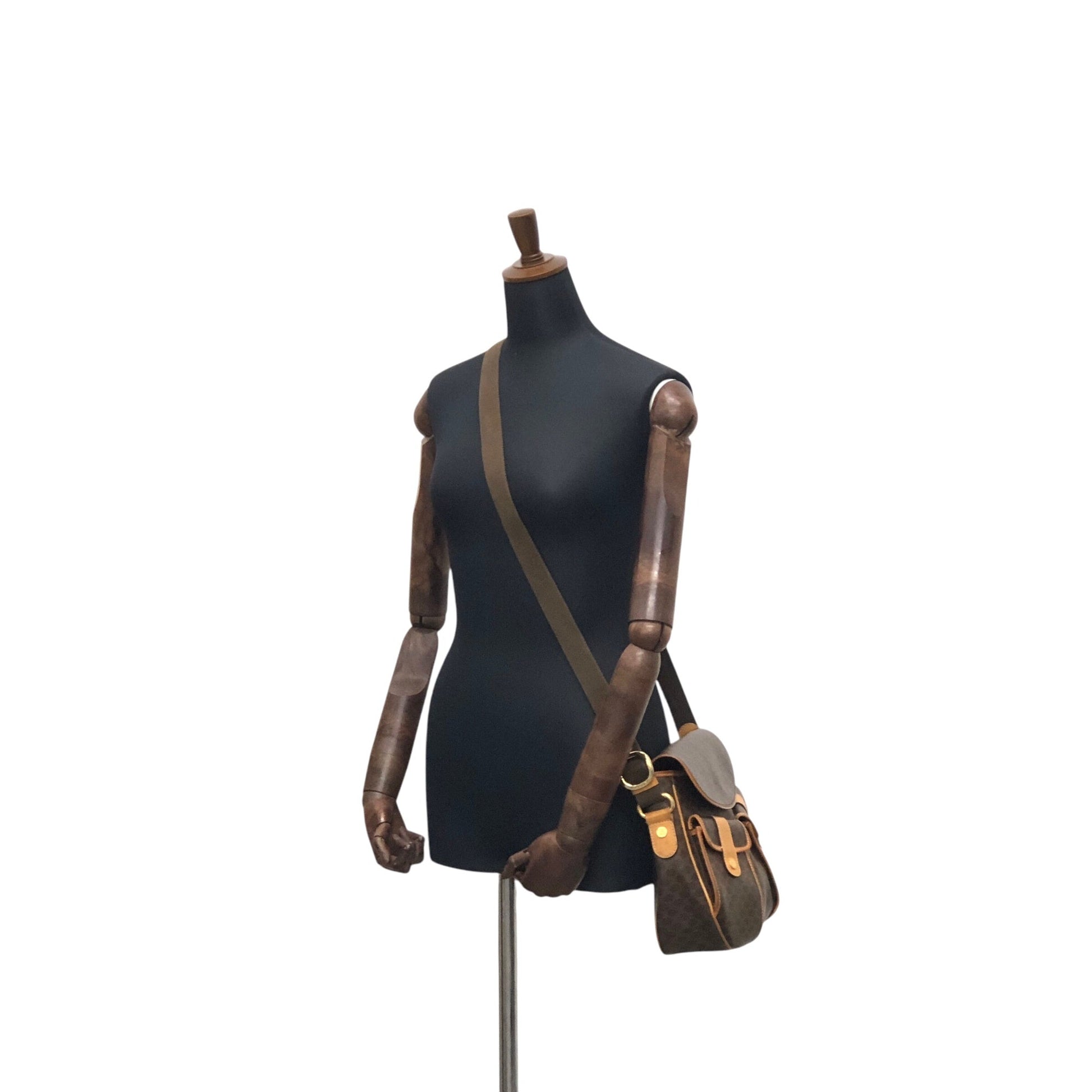 CELINE Macadam Double Pocket Shoulder bag Brown a3bmb4