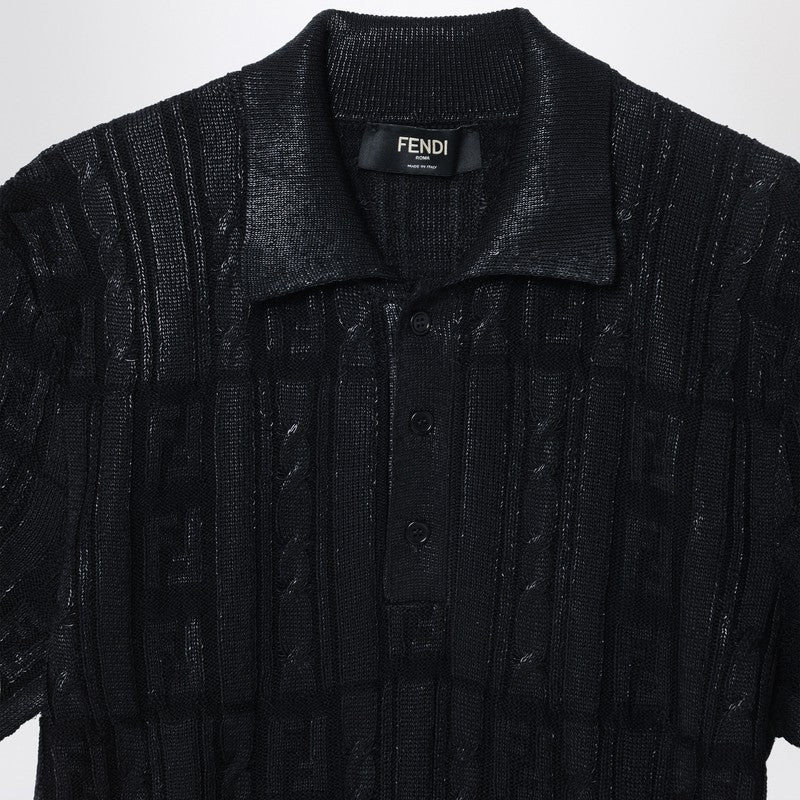 Fendi Black Wool Polo Men