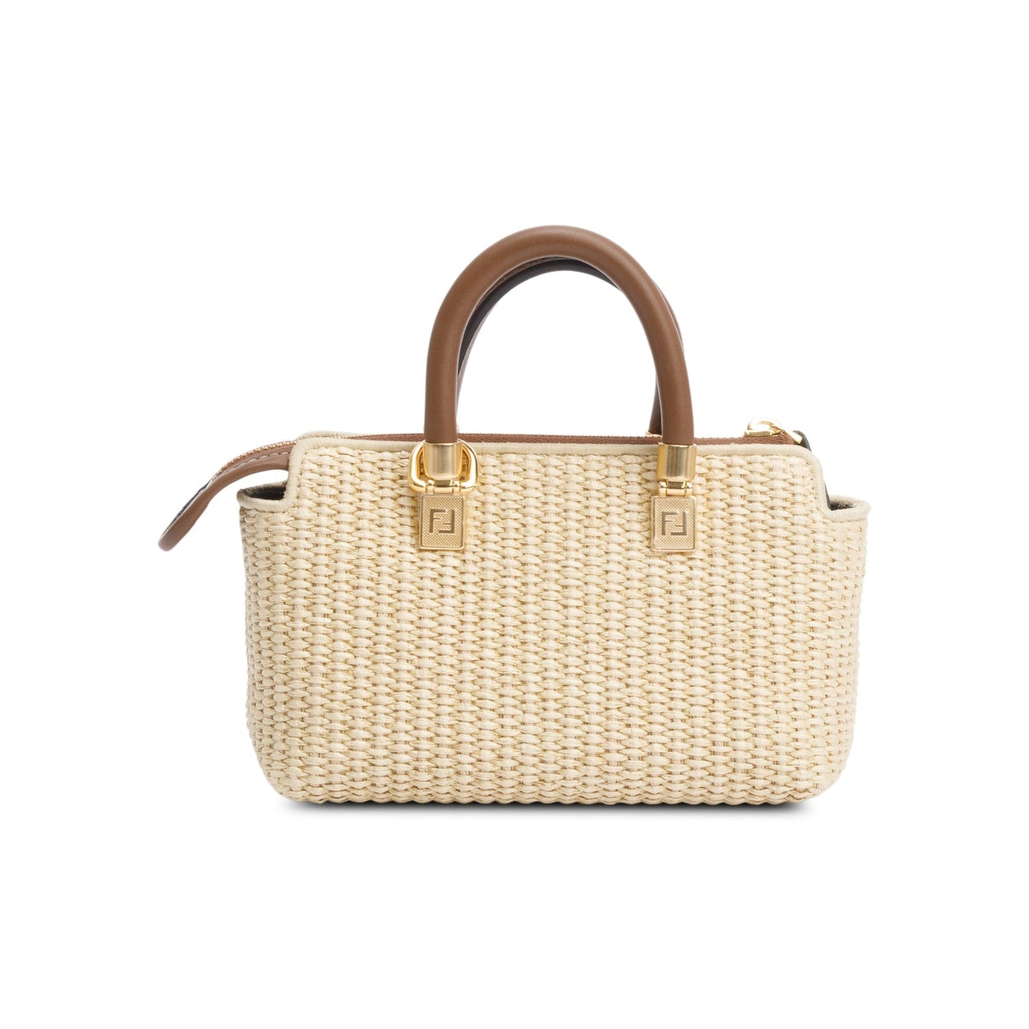 Fendi 2024 Neutral Raffia By the Way Mini Boston Bag