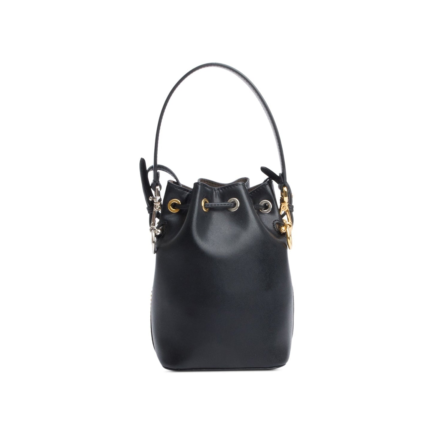 Fendi Black FF Studded Calfskin Leather Mini Mon Tresor Bucket Bag