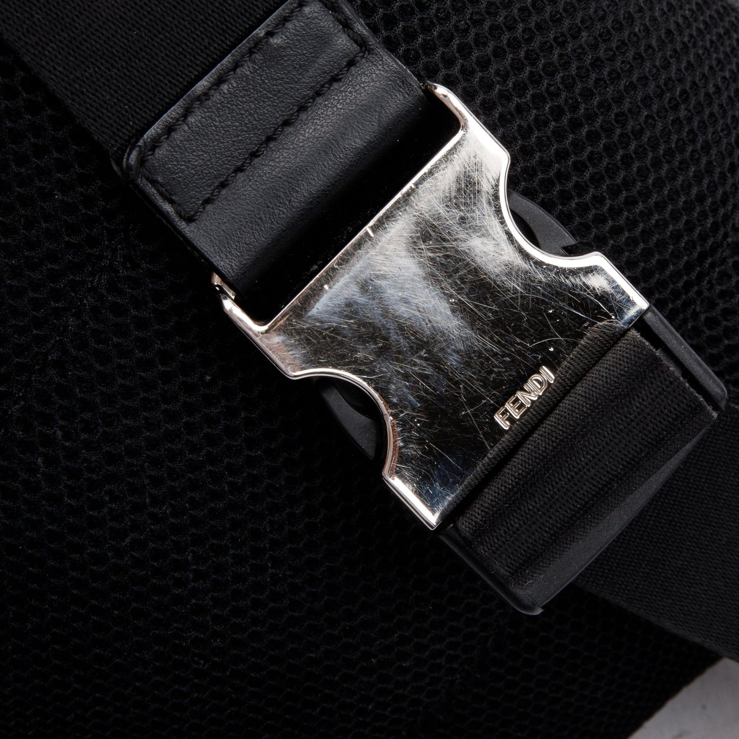 Fendi Black FF Zucca Canvas Calfskin Leather 1974 Diagonal Belt Bag
