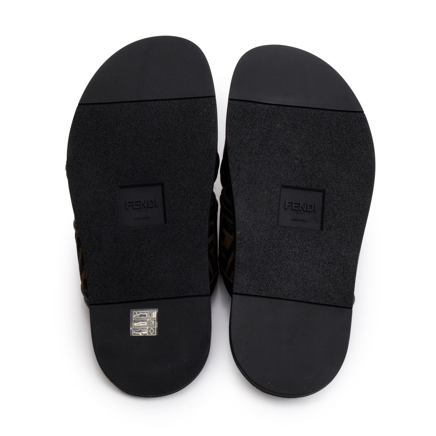 Fendi Brown Zucca FF Logo Canvas Slides, Size 11