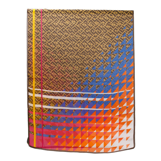 Fendi Brown Zucca FF Logo Silk Foulard