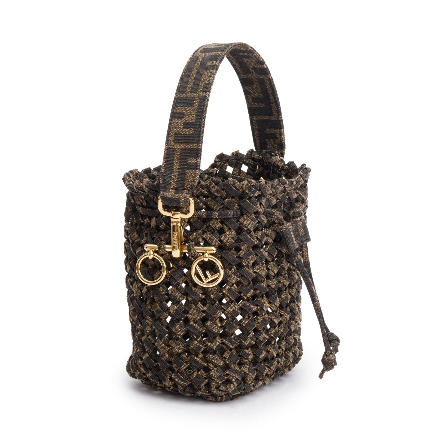Fendi Brown Zucca Interlace Canvas Mini Mon Tresor Bucket Bag