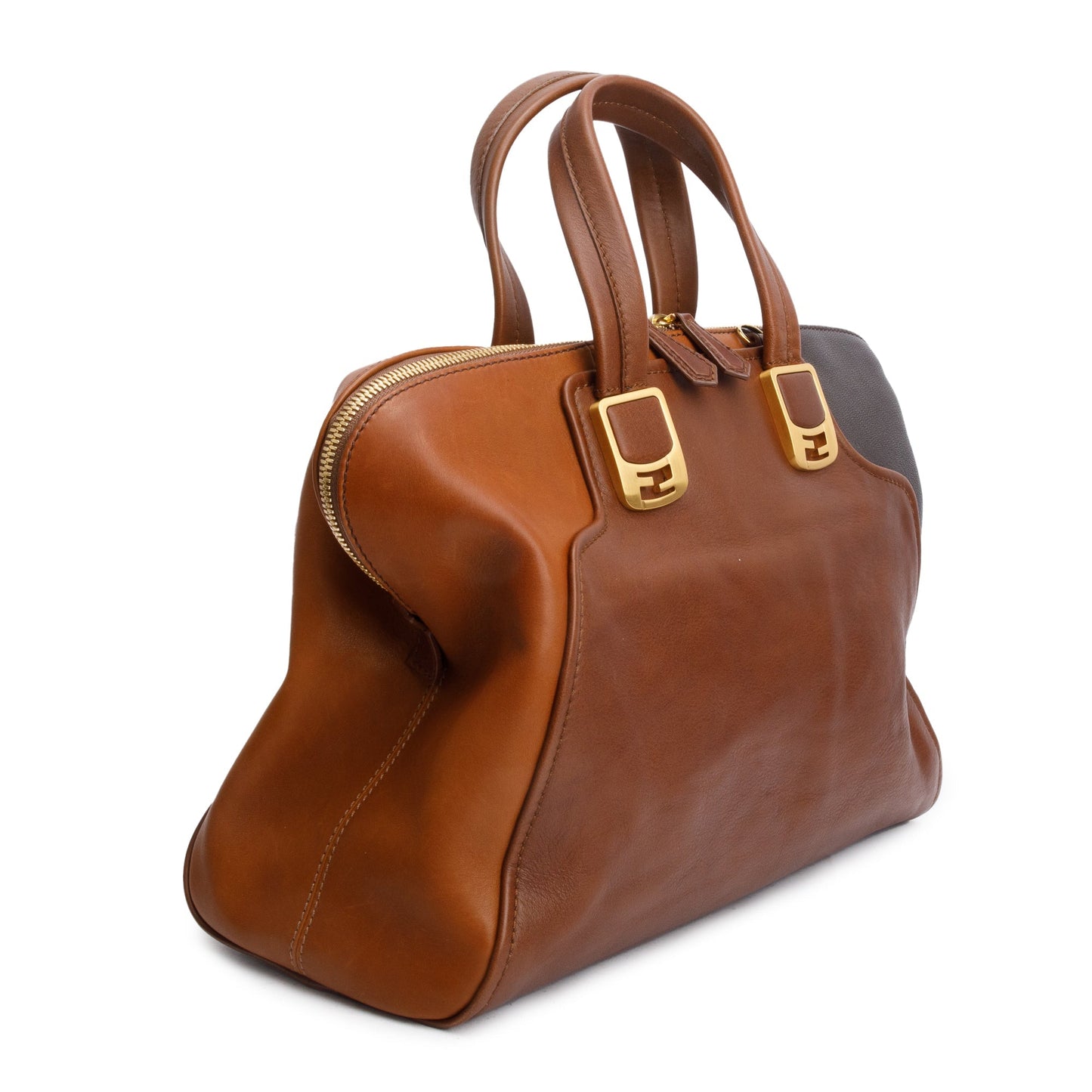 Fendi Brown/Black Calfskin Leather Mediu Chameleon Tote