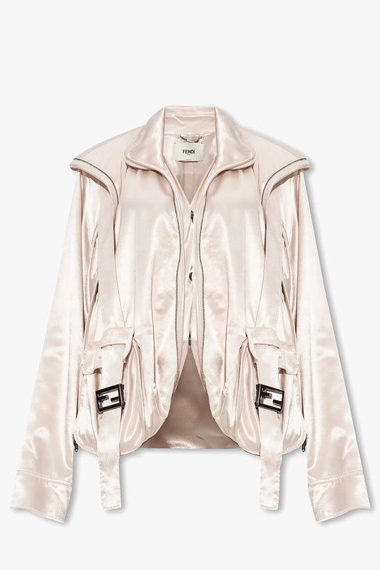 FENDI FF BUCKLE ZIPPED OVERSIZED JACKET