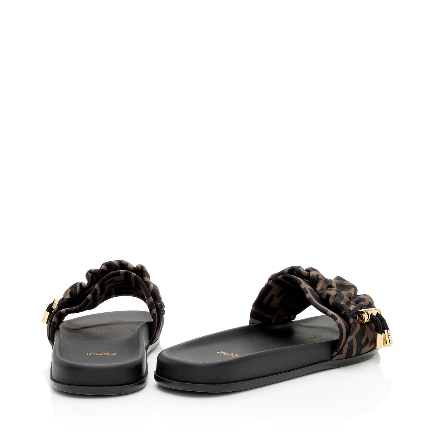 Fendi Satin FF Feel Slides - Size 8 / 38