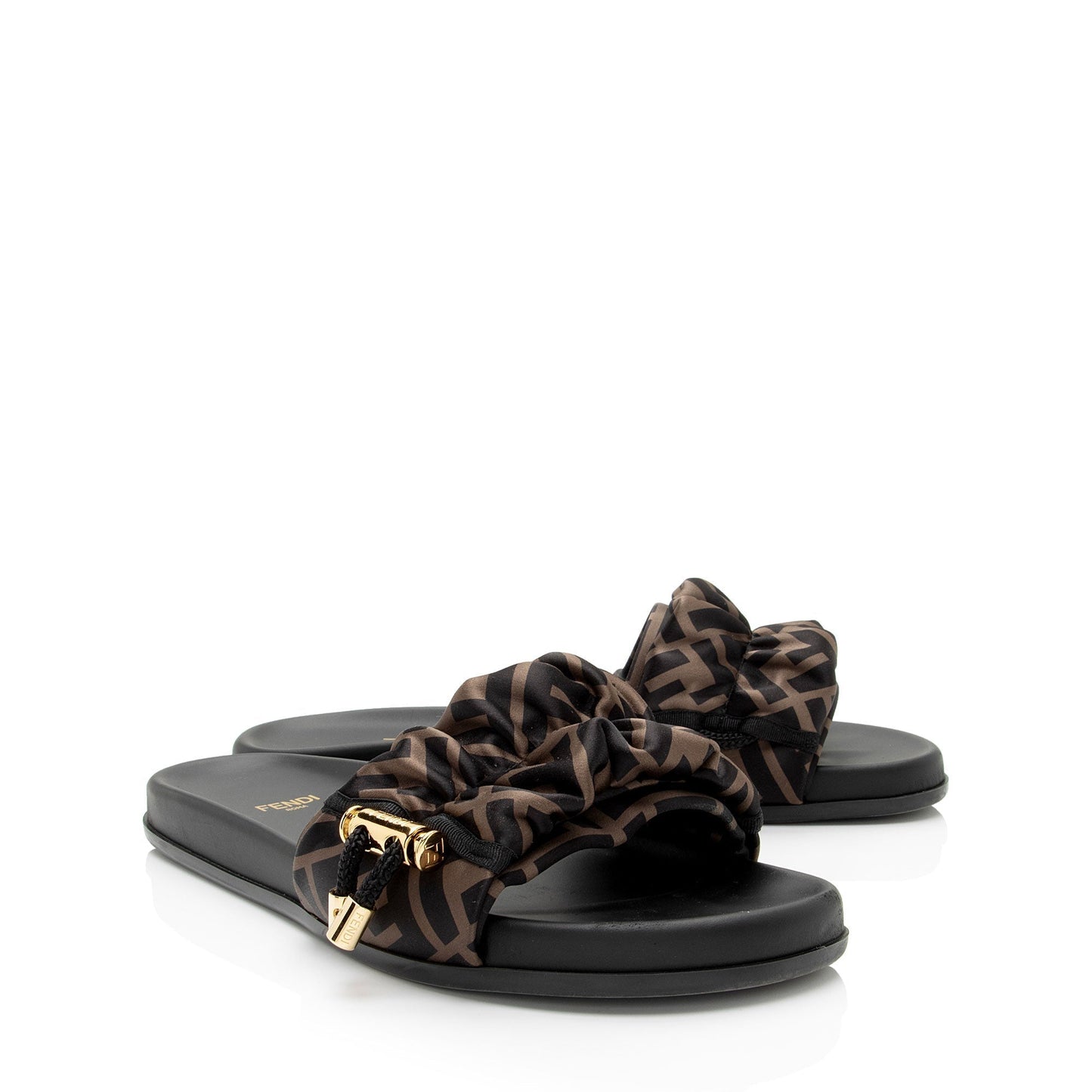 Fendi Satin FF Feel Slides - Size 8 / 38