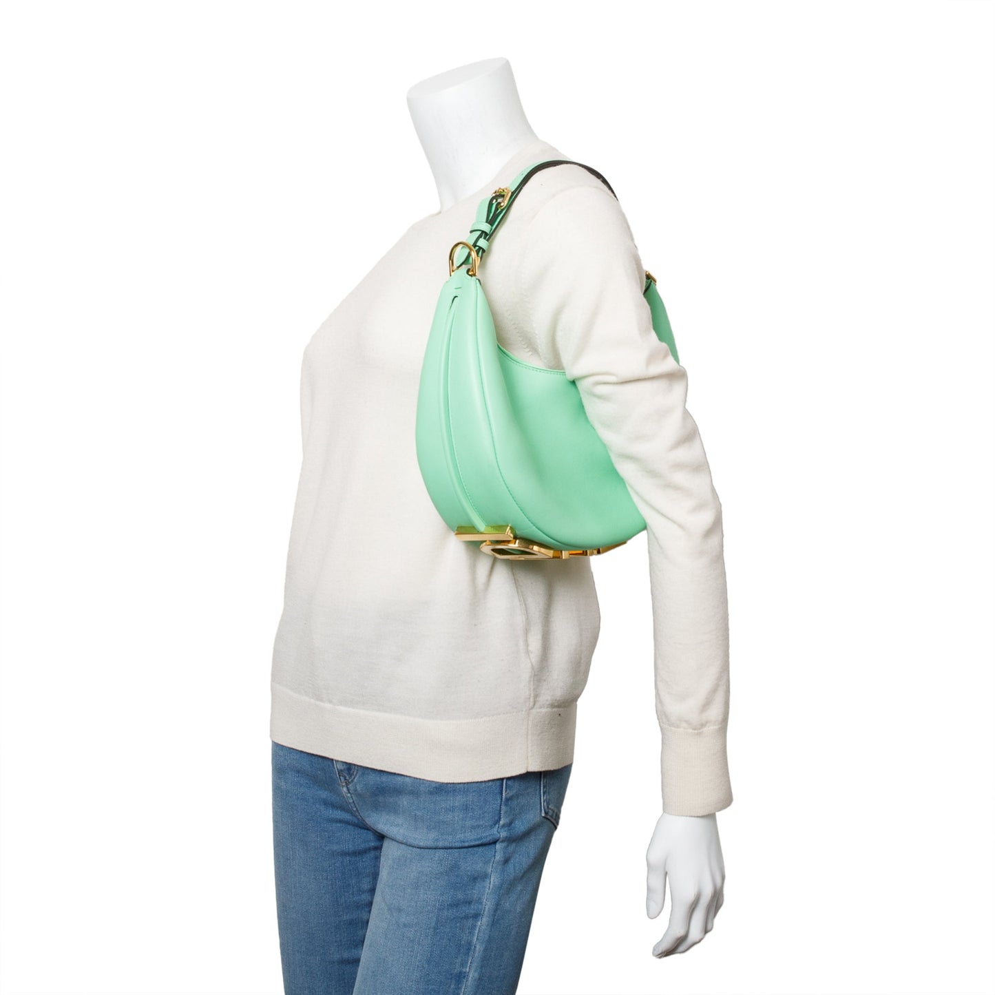 Fendi Green Calf Leather Small Fendigraphy Bag