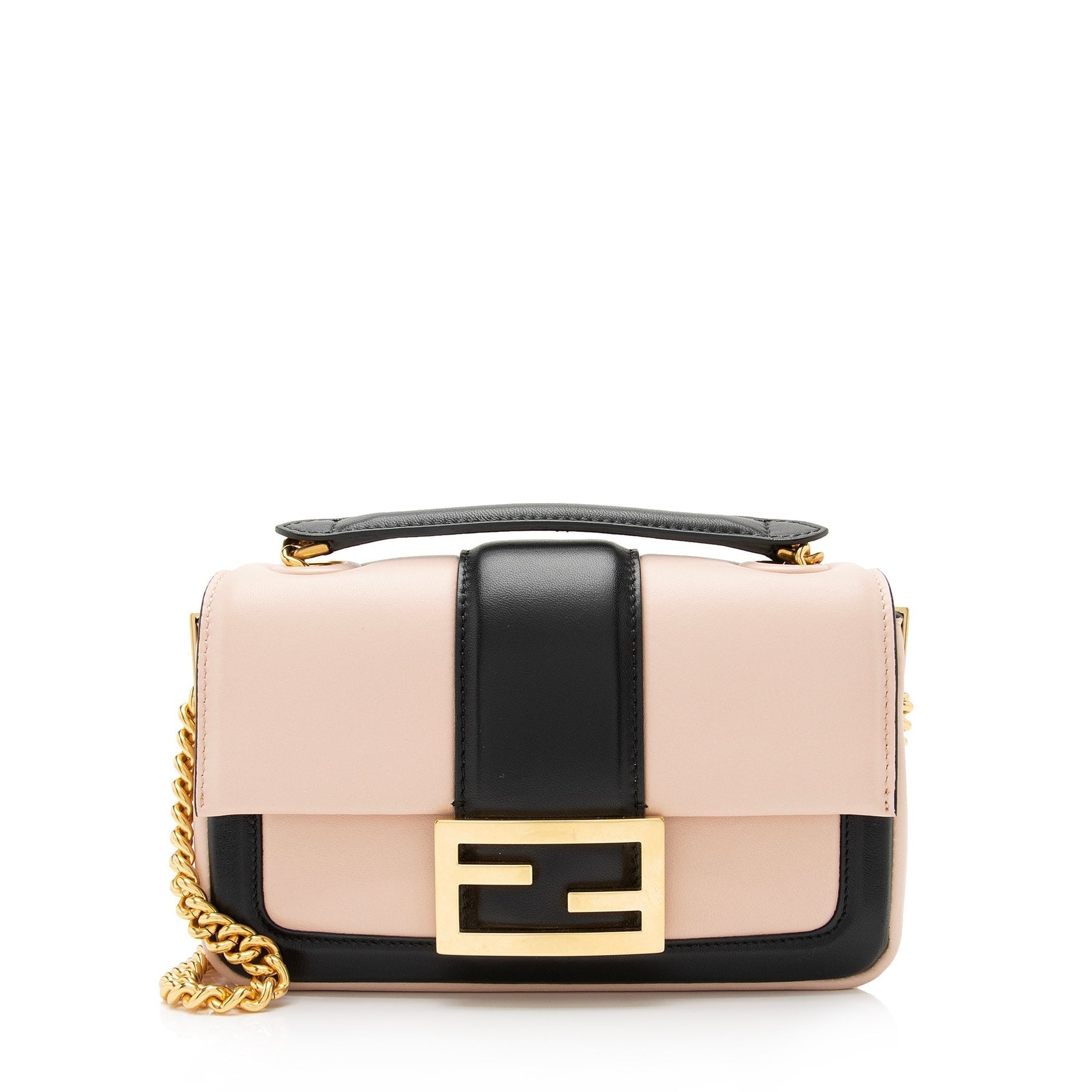 Fendi Lambskin Bi Color Baguette Mini Chain Bag