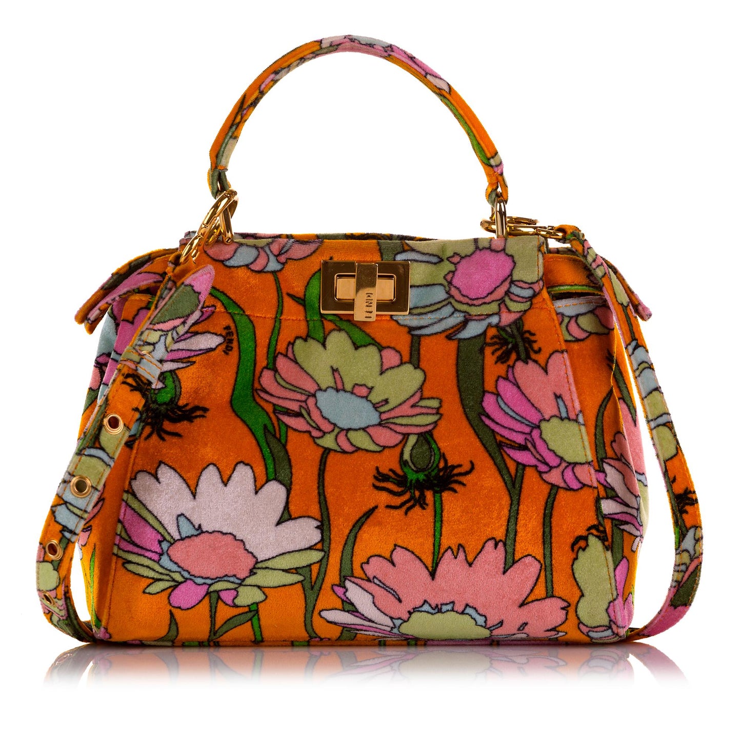 Fendi Mini Peekaboo Chenille Velvet Satchel
