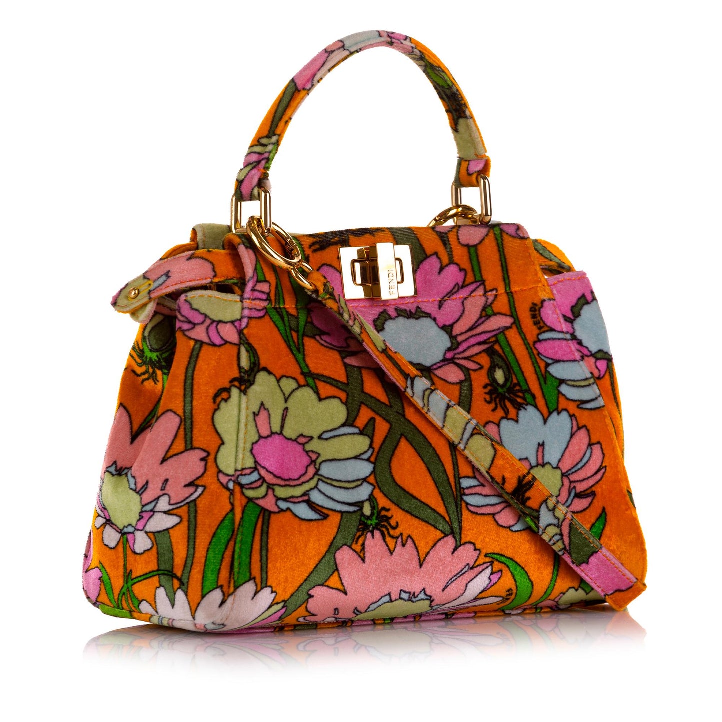 Fendi Mini Peekaboo Chenille Velvet Satchel