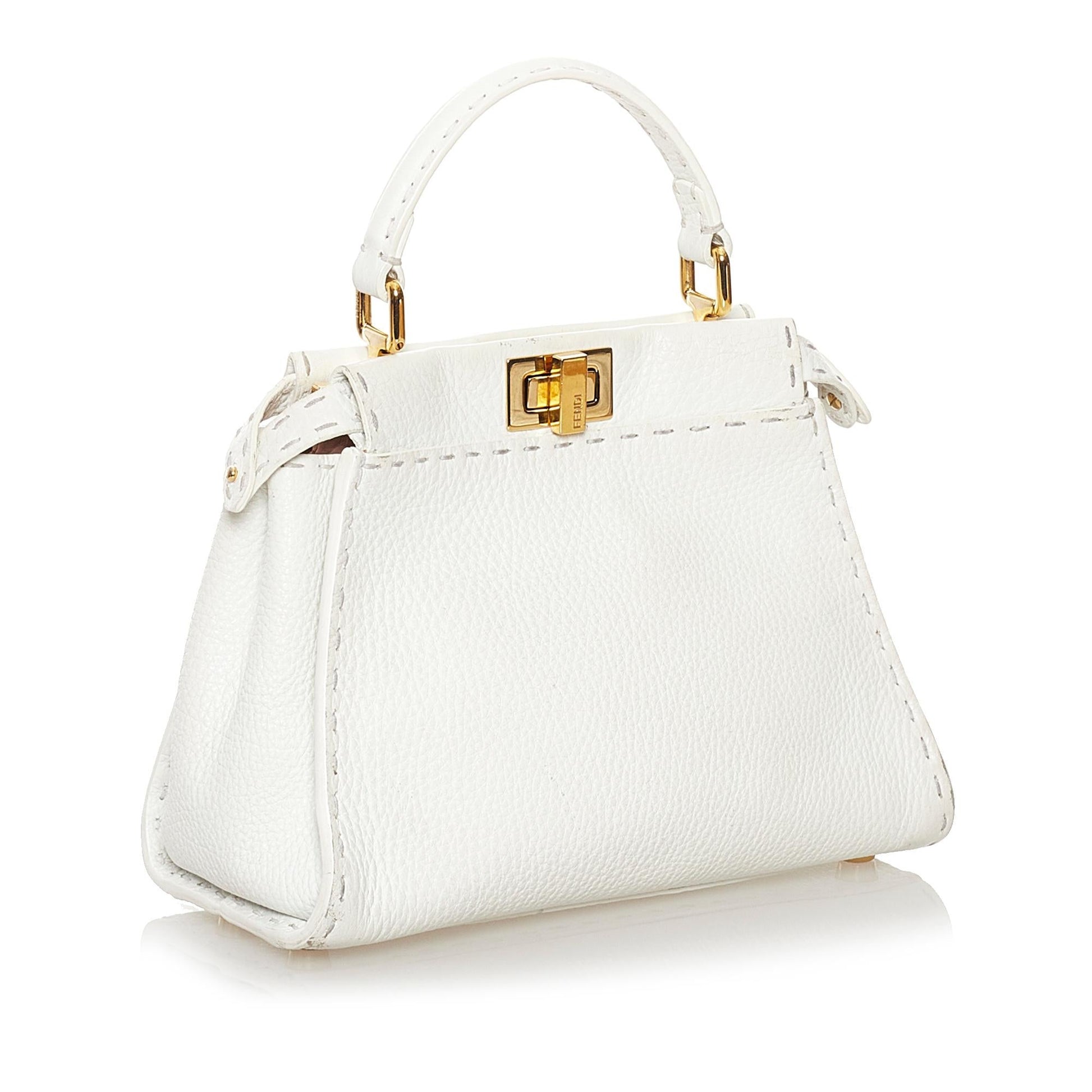 Fendi Mini Selleria Peekaboo Leather Satchel
