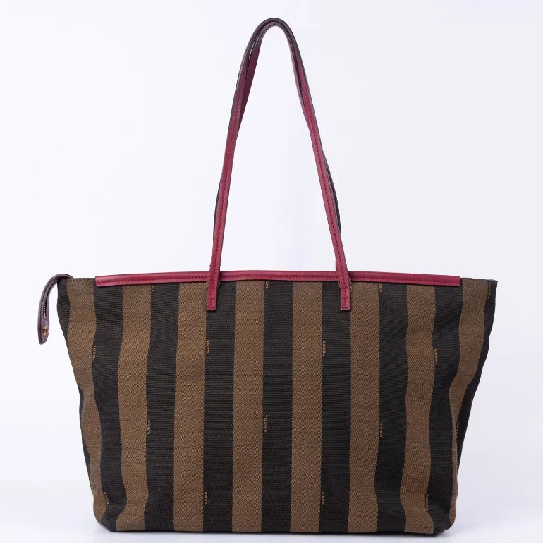Fendi Pequin Stripe Canvas Roll Tote
