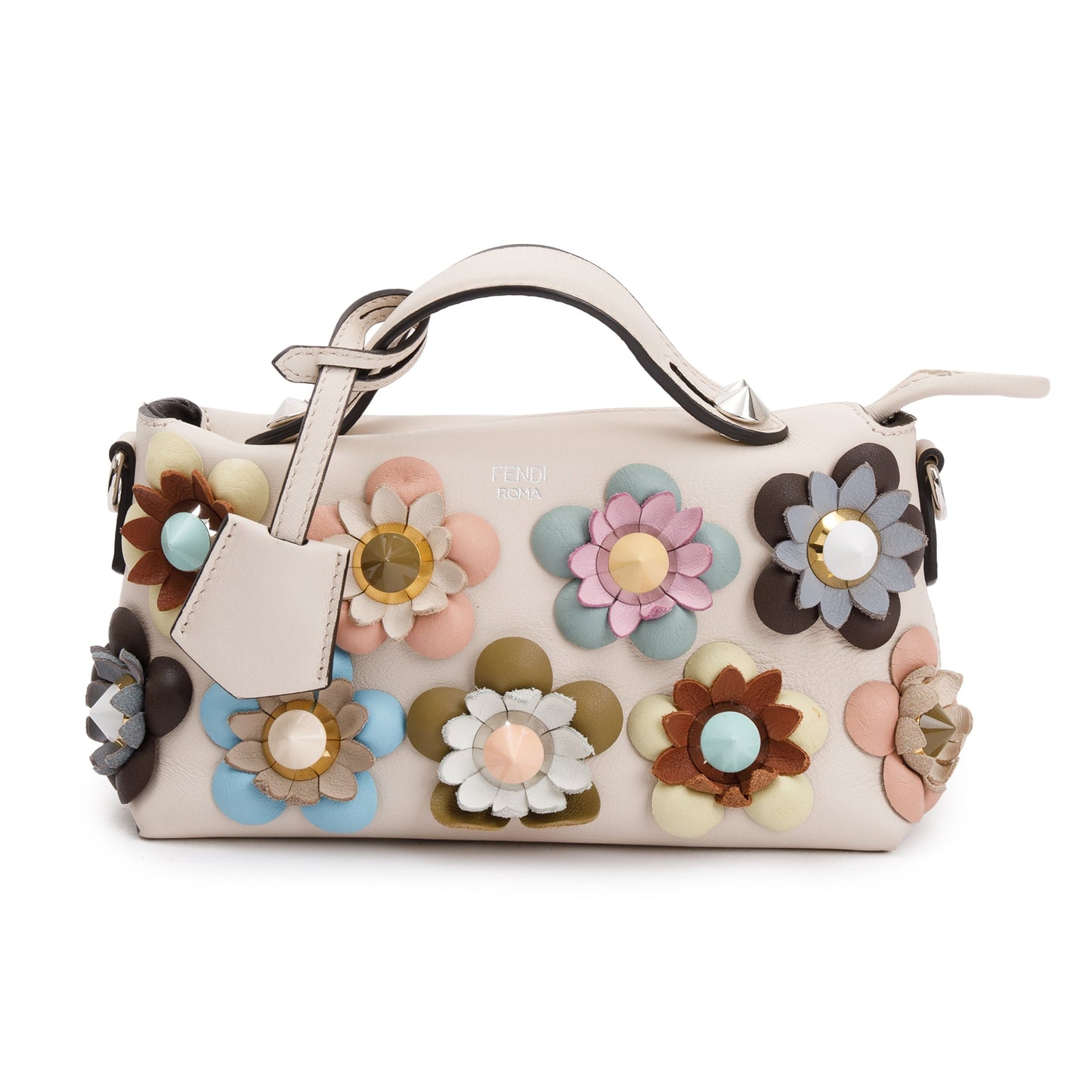 Fendi Pink Vitello Dolce Flowerland By the Way Mini Boston Bag