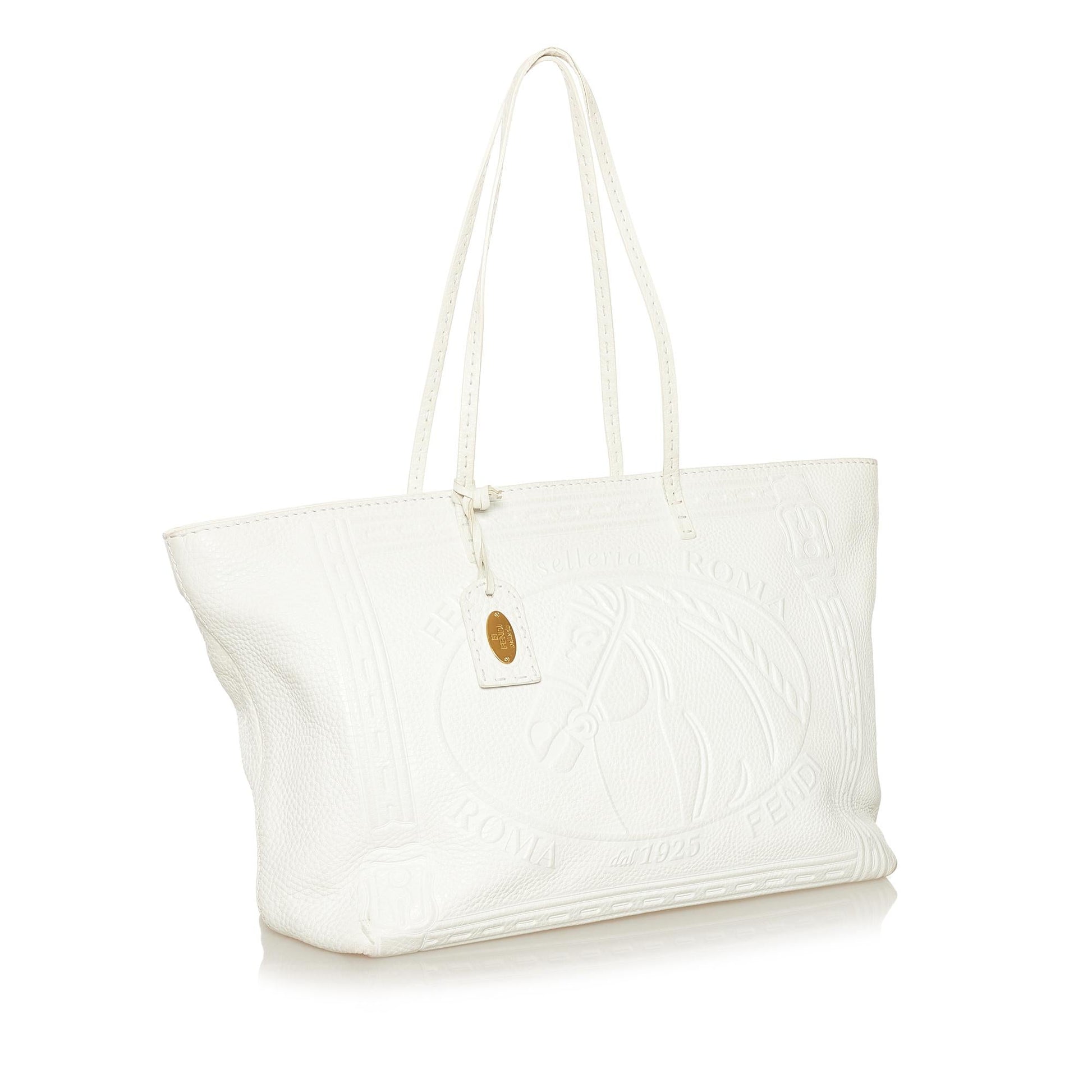 Fendi Selleria Embossed Leather Tote Bag