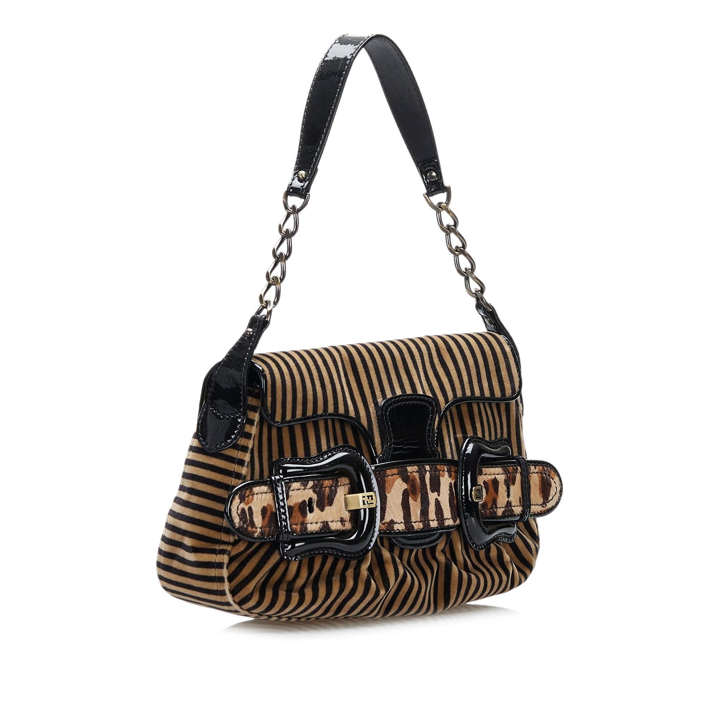 Fendi Striped Velvet B Bis Bag